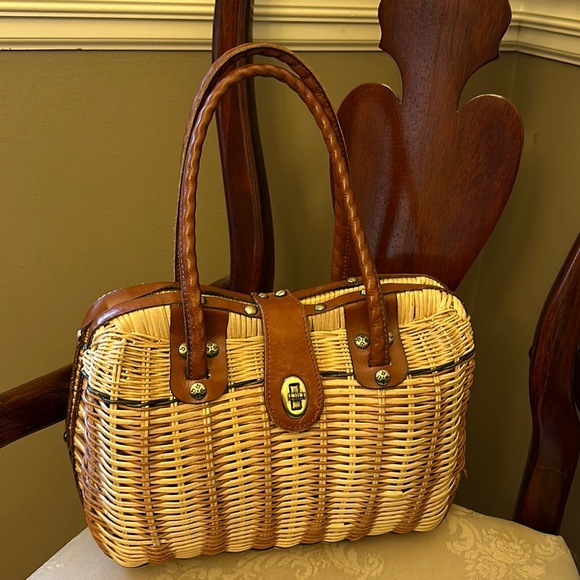 Patricia Nash Bags Vintage Patricia Nash Woven Rattan And Leather